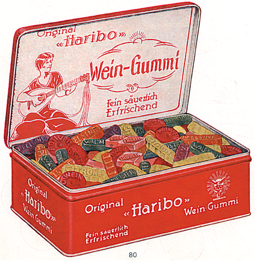 Haribo Centennial: Wine-flavored gummy bears introduced to the market in the 1930s. Courtesy ⓒ 2020 HARIBO 