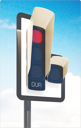 Traffic lights: The signal panels and displays are made of LED clusters. The back of the traffic light features an extra display, which, due to high contrast, improved the displays visibility against a busy cityscape.