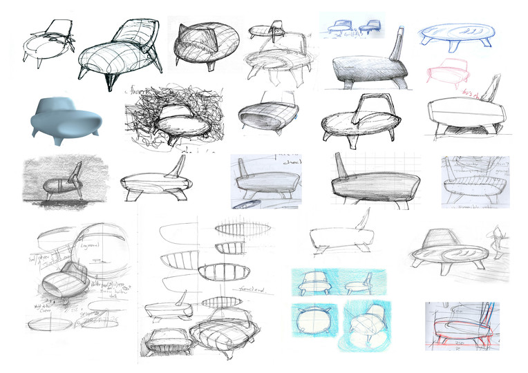 Sketches: Early sketches for the Lander Chair
