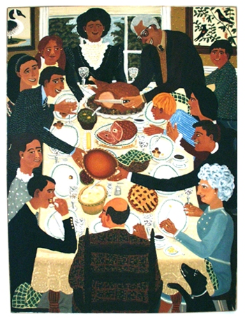 Thanksgiving in Art: David Bates, Thanksgiving Dinner, 1982 Couretsy of Modern Art Museum of Fort Worth.