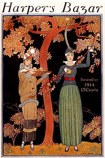 Thanksgiving in Art: Prepapring for the Feast, 1914, cover designed by George Barbier for Harper’s Bazar, November 1914 issue.