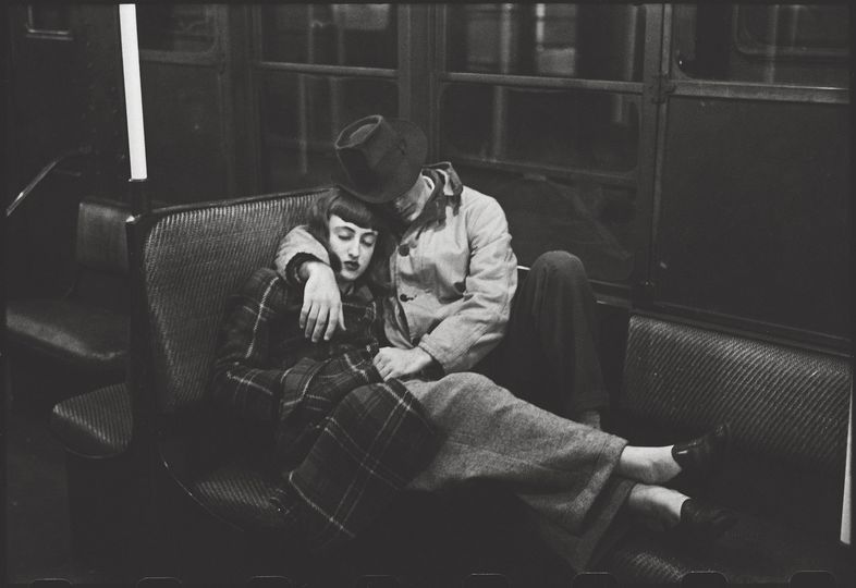Stanley Kubrick As Photographer: Stanley Kubrick, New York Subway – Young lovers, 1947. Courtesy Museum of the City of New York, Gift of Cowles Communications, Inc. © SK Film Archives, LLC.