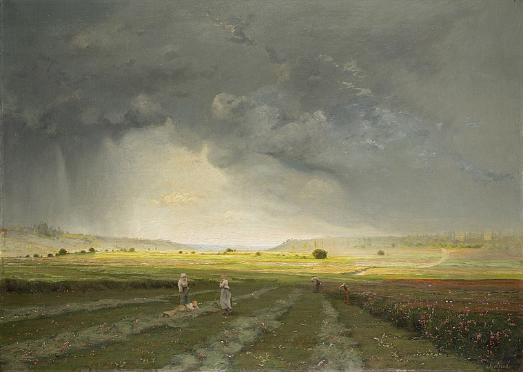 Monet and the Birth of Impressionism: Antoine Chintreuil (1814-1873), Landscape with Sunlight and Rainclouds, 1870, oil on canvas, 96 x 133,5 cm. Städel Museum, Frankfurt am Main. Photo: Städel Museum - ARTOTHEK. Städel Museum, Frankfurt am Main / Property of Städelscher Museums-Verein e.V.