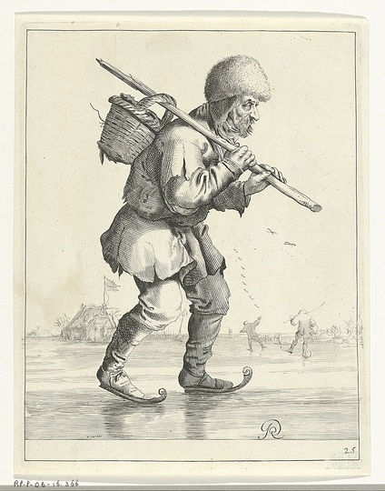 The Joys of Ice Skating: Schaatsende boer, Pieter Jansz. Quast, 1634 - 1638