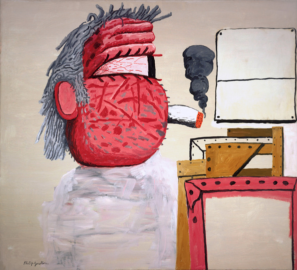 Philip Guston - Late Works: Philip Guston, Painter's Head, 1975, Oil on canvas, 185 x 205 cm. Private collection © The Estate of Philip Guston