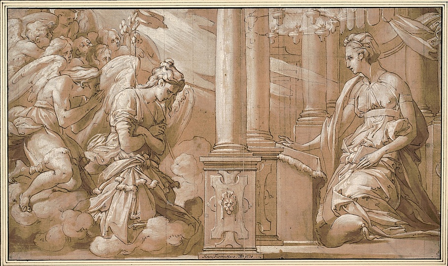 High Renaissance: Rosso Fiorentino (1494-1540), The Annunciation, c. 1531-1532,
Pen and brown ink, heightened with white, 25,7 x 44,1 cm