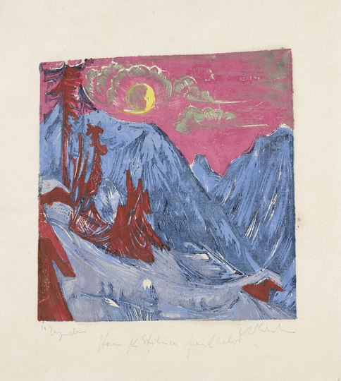Ernst Ludwig Kirchner - Master of Color: Ernst Ludwig Kirchner, Winter Night with Moon, 1919, Colour woodcut, 30.4 × 29.4 cm (print), 44.5 × 39.8 cm (sheet),

Private Collection