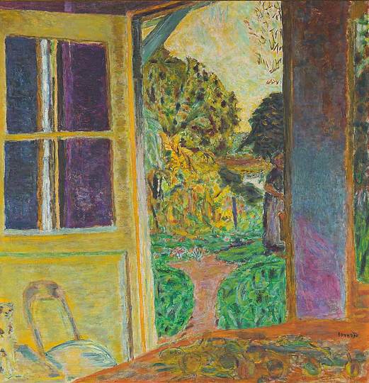 Pierre Bonnard: The Memory of Colors: An Open Door to the Garden, circa 1924, La Porte ouverte sur le jardin, oil on canvas, 109 × 104 cm. Private Collection, Courtesy Jill Newhouse Gallery, New York