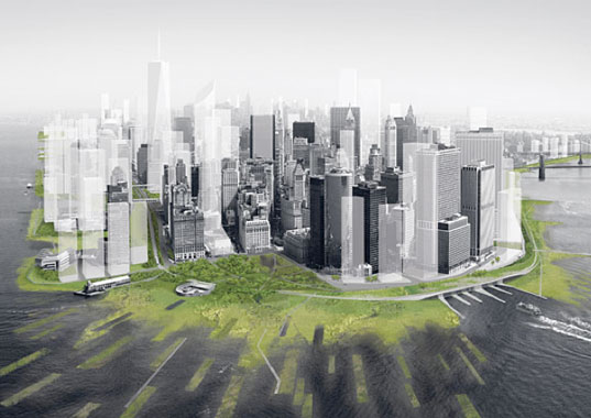 Design for Disaster: A proposal for <Rising Currents> exhibition at MoMA, New York. Architecture Research Office and dlandstudio's New Urban Ground transforms Lower Manhattan with an infrastructural ecology. Courtesy Architecture Research Office and dlandstudio