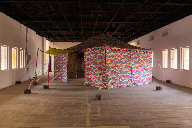 Kochi Biennale 2014: Francesco Clemente's Pepper Tent at Aspinwall House.