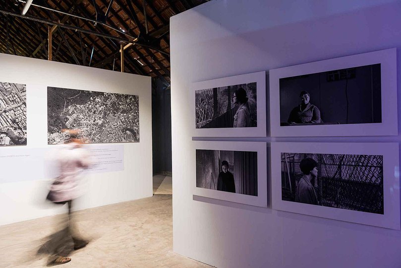 Kochi Biennale 2014: Chen Chieh-jen's 'Realm of Reverberation' at Aspinwall House, Fort Kochi. Four-channel video installation, black and white, sound  23 minutes each.