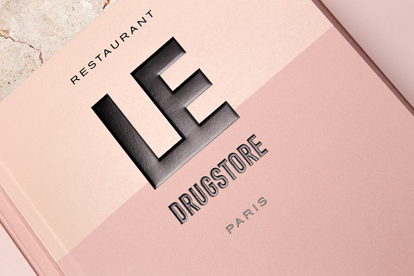 Le Drugstore Brand Identity: Embossed logo - Le Drugstore Brand Identity by Design&Practice