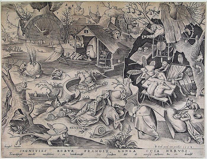 Indolence in Art: Pieter Brueghel the Elder, The Seven Deadly Sins - Desidia (laziness), 1558