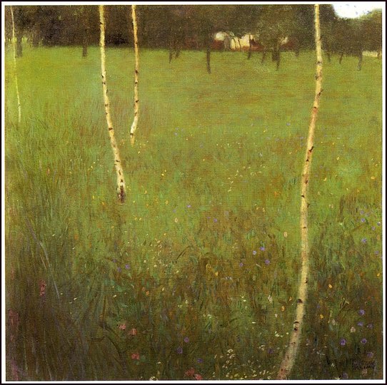 Gustav Klimt: Landscapes: Farm House with Birch Trees, 1900, 80 x 81 cm, oil on canvas. Private Collection