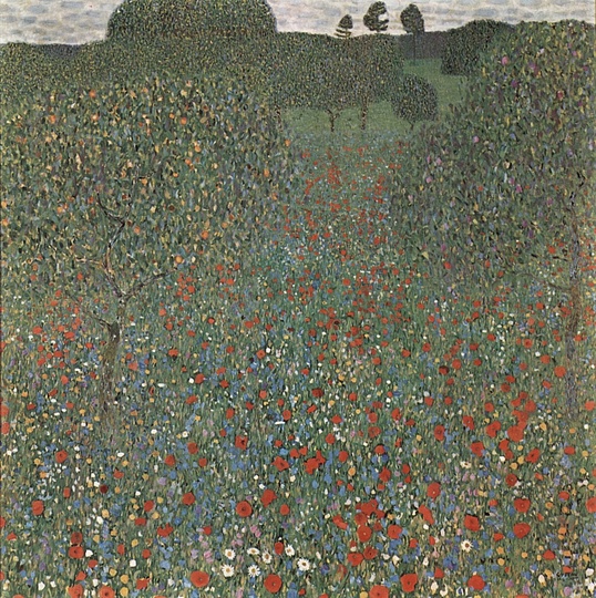 Gustav Klimt: Landscapes: Poppy Field, 1907, oil on canvas, 110 × 110 cm. Österreichische Galerie Belvedere, Vienna