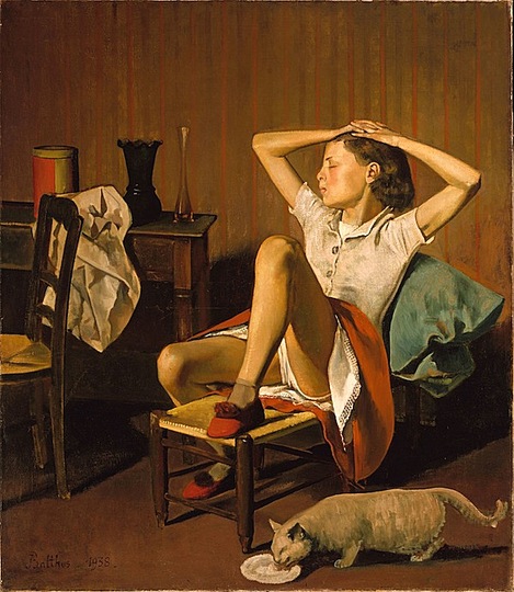 Cats in Art: Thérèse dreaming by  Balthus, 1938.