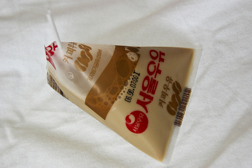 Everyday Design Classics of the 20th Century: Tetra pack food and drink packaging. This coffee-flavored milk packaging by Seoul Dairy Cooperative has reached a status of a cult product in Korea.
