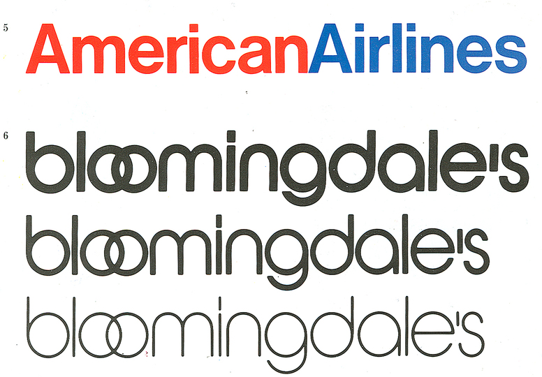 Massimo Vignelli 1931-2014: American Airlines logo and Bloomingdales Department Store logo.