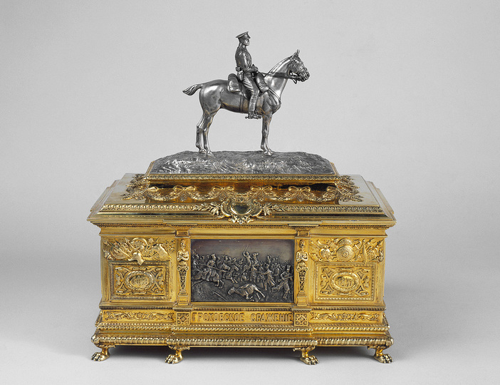 The World of Fabergé: Casket, Saint Petersburg,1898-1903. House of C. Fabergé, artist: Yu. A. Rappopo, silver, 27 x 16.8 x 28 cm © The Moscow Kremlin State Historical and Cultural Museum and Heritage Site.
