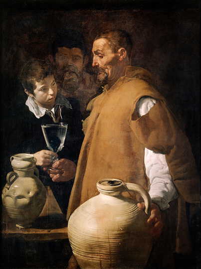 Diego Velázquez: Many regard this as  Velázquez’ best work from his early years in Seville, and it is undoubtedly the most important of his bodegones. Diego Velázquez, The Waterseller, c. 1620-22, 106,7 x 81 cm. London, Apsley House, The Wellington Museum © English Heritage