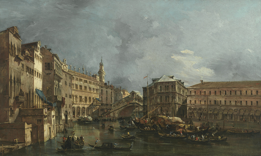 Venice without Tourists: Francesco Guardi (1712-1793), View of the Rialto and the Palazzo dei Camerlenghi, c. 1760
© Bayerische Staatsgemäldesammlungen, Alte Pinakothek, Munich/On permanent loan from the Collection HypoVereinsbank, Member of UniCredit