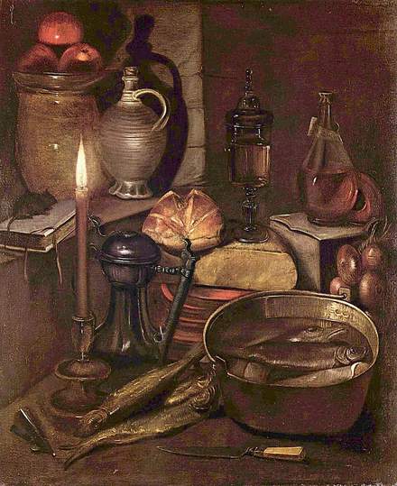 Georg Flegel: Still Life Painter: Pantry by candlelight, ca.1630-35. Source: Wikimedia Commons.