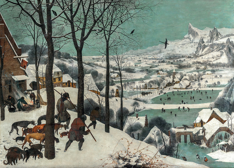 Pieter Bruegel: Pieter Bruegel the Elder (c. 1525/30 Breugel or Antwerp? – 1569 Brussels)
Hunters in the Snow
1565, oak panel, 117 × 162 cm
Kunsthistorisches Museum Vienna, Picture Gallery
© KHM-Museumsverband
