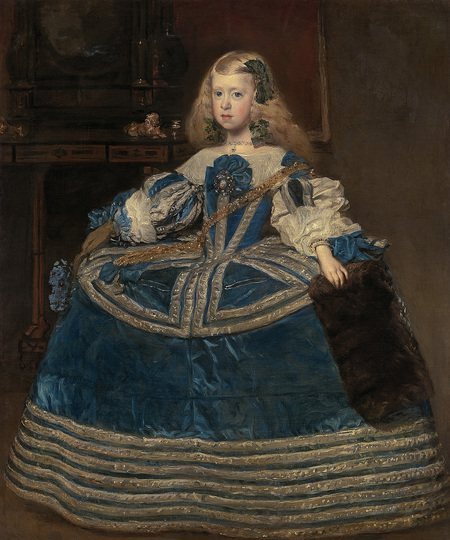 Diego Velázquez: It was his final portrait of the now eight-year-old princess. Together with the por- trait of her brother Felipe Prospero it was sent to Emperor Leopold I in Vienna in 1659. Diego Velázquez, The Infanta Margarita in a blue dress, 1659, 126 x 106 cm © KHM