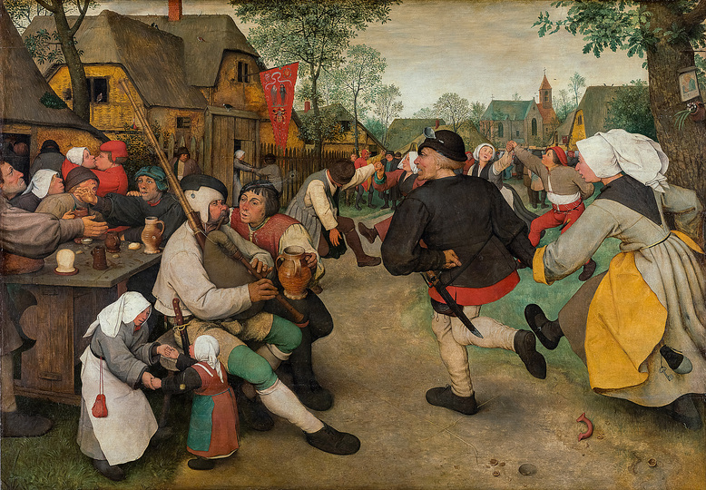 Pieter Bruegel: Pieter Bruegel the Elder (c. 1525/30 Breugel or Antwerp? – 1569 Brussels)
Peasant Dance
c. 1568, oak panel, 114 × 164 cm
Kunsthistorisches Museum Vienna, Picture Gallery
© KHM-Museumsverband

