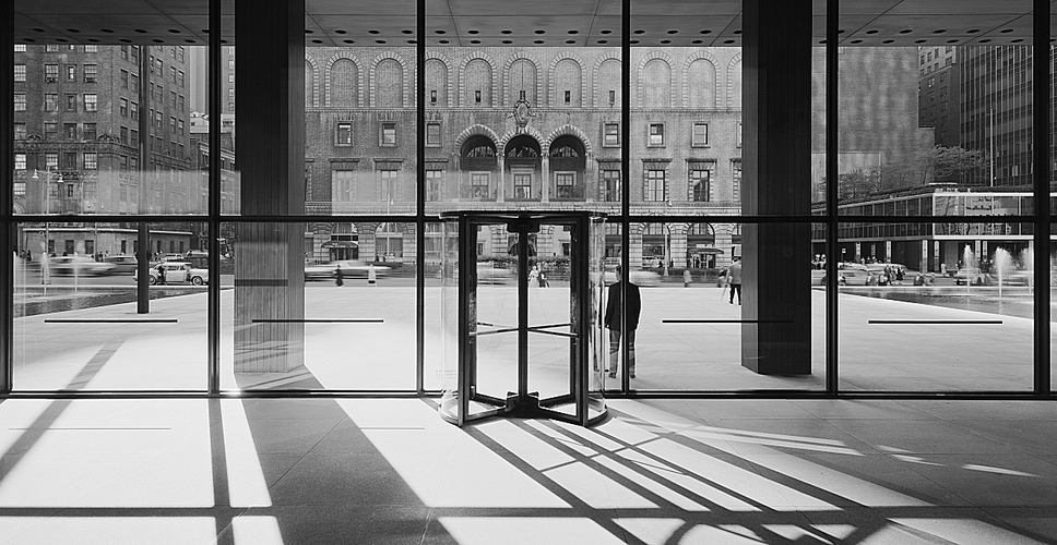 Ezra Stoller: Photographic Language: Seagram Building Entrance, designed by Philp Johnson and Mies van der Rohe