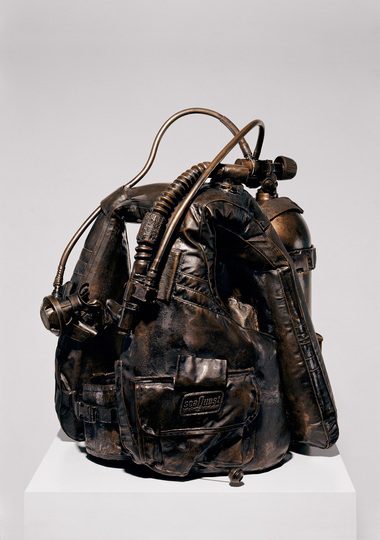 Jeff Koons at the Whitney: Aqualung, 1985, bronze, 68.6 x 44.5 x 44.5 cm, Eidtion no. 3/3. Private collection.