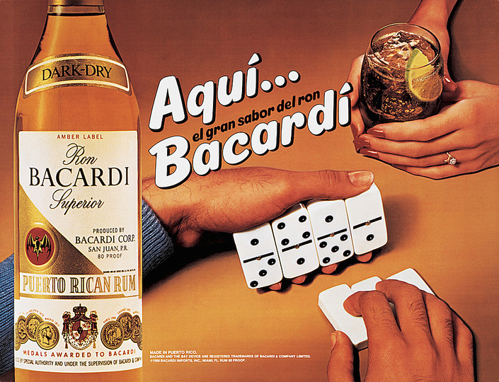 Jeff Koons at the Whitney: Aqui Bacardi, 1986, oil inks on canvas, 114.3 x 152.4 cm, Edition no.2/2. Ostrow Family Collection.