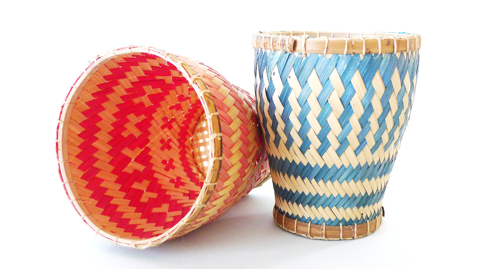 Low Tech can be smart and fun: Southeast Asian dishes often come with a side of freshly washed herbs (cilantro, mint). These traditional woven cups allow the herbs to dry and dissipate water to the bottom.