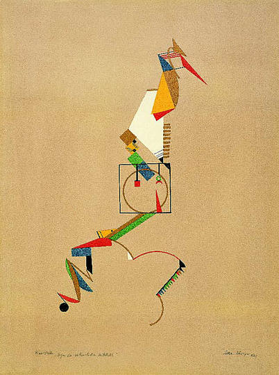 Bauhaus: Theatre Design: Lothar Schreyer, Figurine of Masculine Intellect, plate 7 from the portfolio Birth, 1921