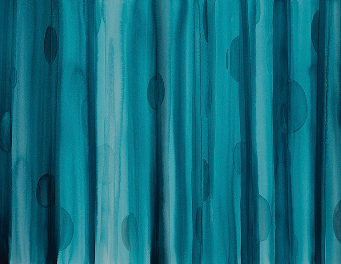 Curtains: Blue curtain, watercolour on paper