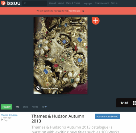 A digital ecosystem for illustrated books: 3rd party sites might not be the best bet: Issuu, an online catalog display service, shows T&H catalogues together with the most important competition: Rizzoli, Phaidon, Taschen etc., potentially leading customers away.

