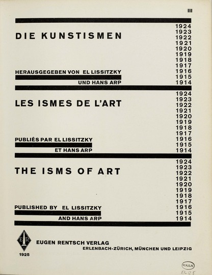 El Lissitzky and Hans Arp: The Isms: 