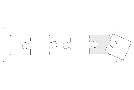 Muji Award 04: A little happiness in a shape: Touch Puzzle  by Kohsuke Toda (JAPAN)
This is a puzzle where pieces can be put together by using not a picture but the sense of fingertips. The puzzle is made of five pieces with different surface quality depending on concentrations (0, 25, 50, 75, and 100%), such as 