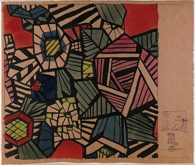 Franz von Zülow: The Vienna School of Arts and Crafts admitted him as a student, and he began creating illustrations and designs for the Wiener Werkstätte even before graduation. Fabric design for the Wiener Werkstätte, 1923 Pencil, body color (paint), india ink © MAK.