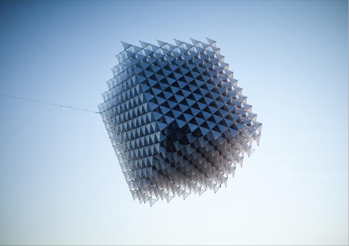 architecture > art: Heather and Ivan Morison,
Little Shining Man
2011
Carbon fibre, 3D printed joint system, Cuben Fibre.