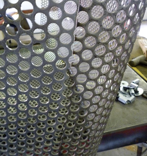 Making a Cool Chair, Davidson: Matching the cut perforated sheet to create an invisible join.