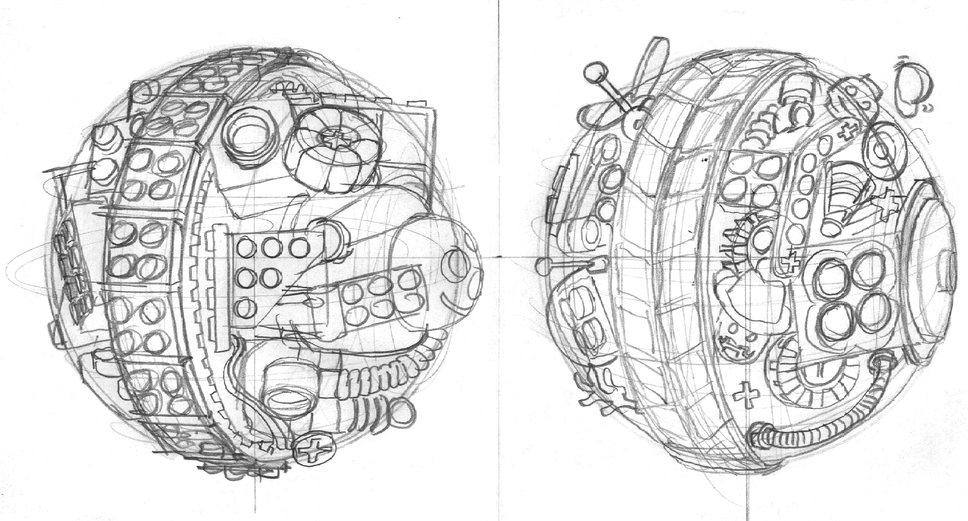 Sketches: Roller balls for a LEGO advert