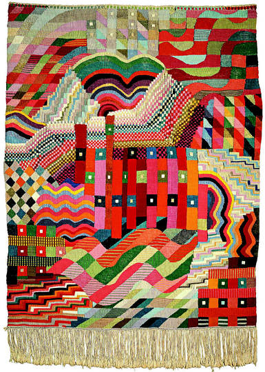 Bauhaus: Textile Design: Gunta Stölzl, “Red-Green” slotted tapestry, 1927/28
