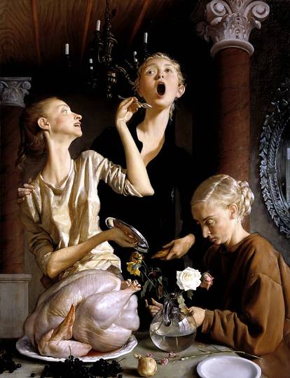 Thanksgiving in Art: John Currin (born 1962), Thanksgiving, 2003, Oil paint on canvas, 1729 x 1323 mm Courtesy of Marc Jacobs 2004
© John Currin.