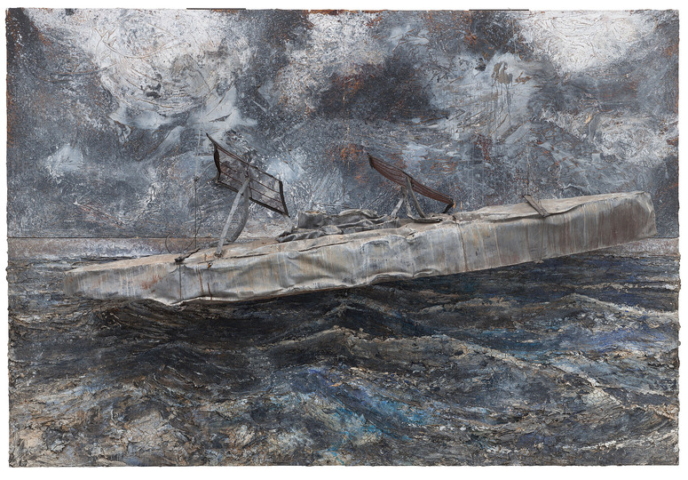 German Art since 1960: Anselm Kiefer, Nur mit Wind mit Zeit und mit Klang (Die Große Fracht), 2011, Öl, Emulsion, Acryl und Bleiobjekt auf Leinwand