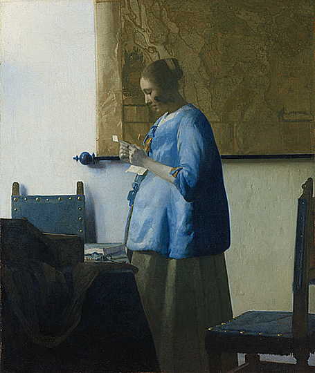 Johannes Vermeer´s Woman in Blue Reading a Letter: Johannes Vermeer, Woman in Blue Reading a Letter, about 1663-64. The Rijksmusuem, Amsterdam.