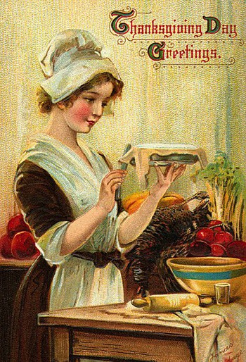 Thanksgiving in Art: A vintage Thanksgiving Day Greetings post card.