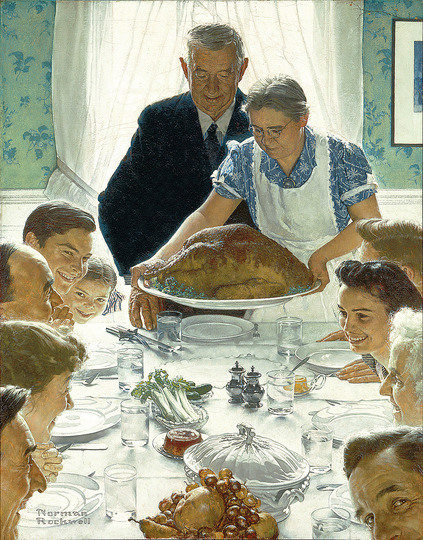 Thanksgiving in Art: Norman Rockwell, Thanksgiving on the cover of Literary Digest in 1919.
