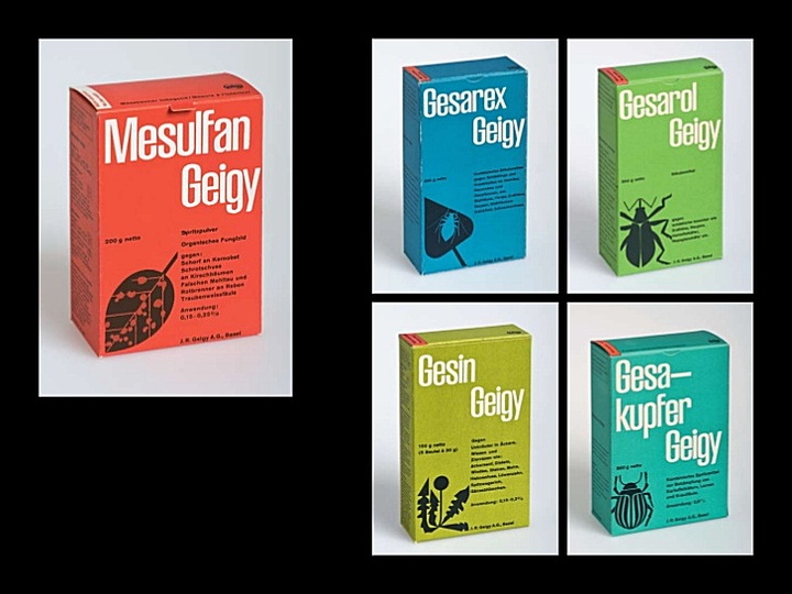Geigy, Swiss and European Graphic Design: Beautiful minimalist packaging design created by Andreas His, 1954 for Geigy