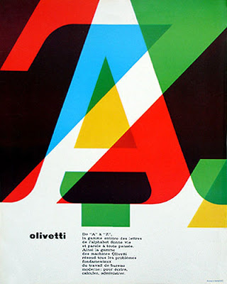 Geigy, Swiss and European Graphic Design: Olivetti poster by Walter Ballmer, 1964